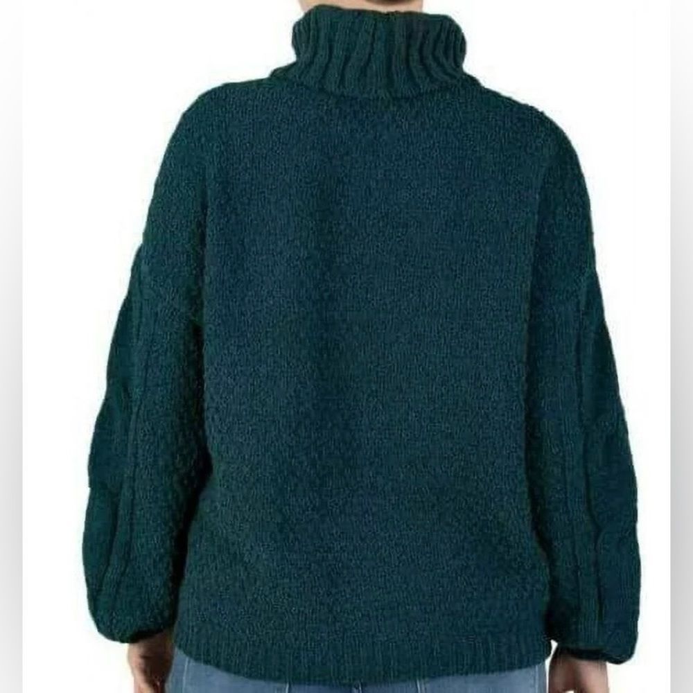 Seven7 chenille green cable knit turtleneck sweater XL NWT - Picture 2 of 8